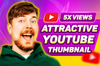 do attractive thumbnail design for your youtube channel in 6 hours