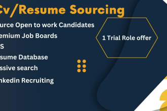 work as a talent sourcer, cv sourcing recruit perfect candidates,HR assistant