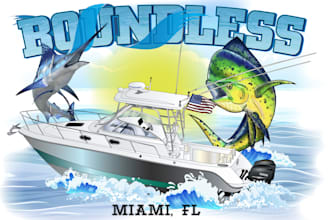 convert boat, vehicle and object images to line art and full color drawings