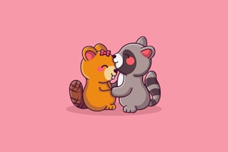 design cute animal couple with my own style