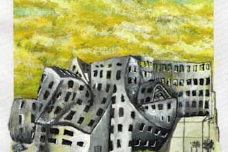hand paint scenery of objects in watercolor