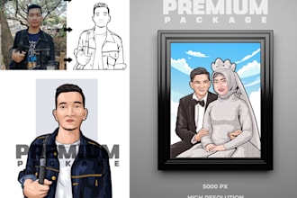 draw cartoon vector portrait with your face