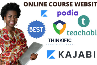 design kajabi, podia, thinkific, teachable online course website, membership