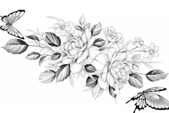 create a custom unique floral tattoo design for you