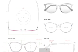 create eyewear technical diagrams for manufacturing