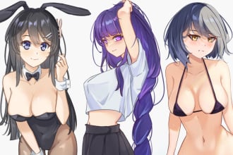 draw custom anime character illustration, vtubers, oc