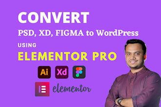 convert sketch, PSD, xd, figma to wordpress using elementor
