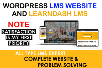 build wordpress lms website and learndash lms and error fix