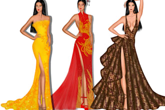 draw fashion illustrations or sketch and design