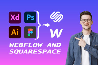 create figma to webflow website design or figma to squarespace website design