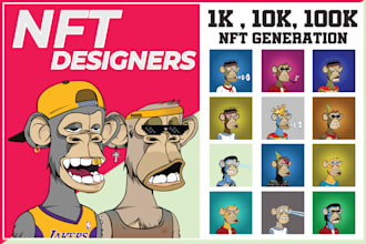 design randomly generated nft collection of 1k 10k 100k