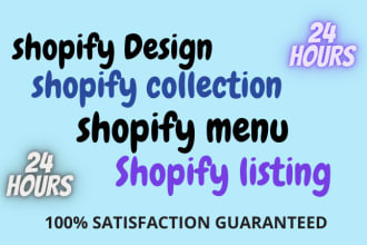 shopify design shopify collection shopify menu and listing