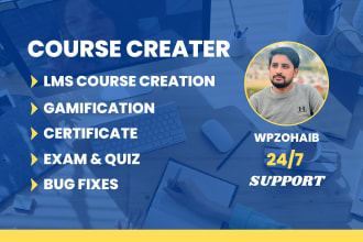 upload courses and quizzes in elearning website