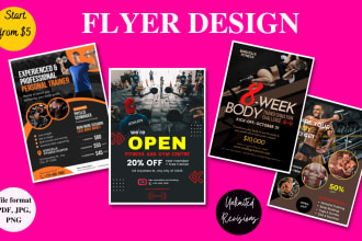 do custom gym fitness sports birthday and club flyer design