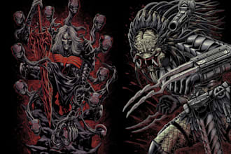 draw detail darkart illustration for merch and more