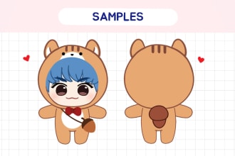 design a cute character, anime, kpop doll for you
