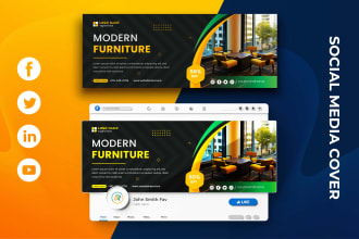 design facebook group cover photo, twitter, youtube, linkedin banner for you