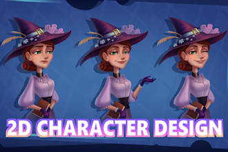 draw 2d character design for game in casual style