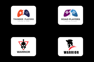 create flat minimal banner and creative logo for twitch, youtube, gaming