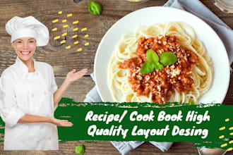 design attractive recipe, cook book or ebook layout and cover