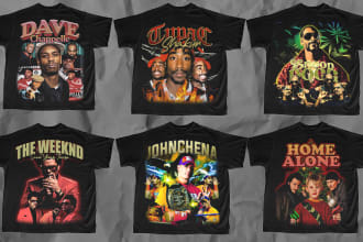 design a vintage 90s bootleg rap style for your tee