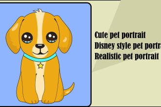 draw cute illustration pet portraits dog animal vector