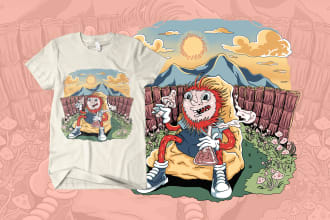 create custom amazing t shirt design with cartoon style