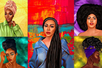 do african american black character designs, black portraits