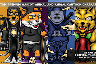 custom animal mascot and cartoon character illustration