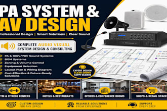 design professional pa system, av system, 100v audio for any space