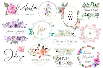design elegant feminine hand drawn watercolor logo