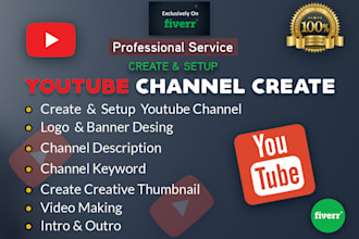 create, setup and SEO professional youtube channel