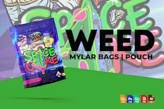 design unique weed pouch, mylar bag and cbd product labels