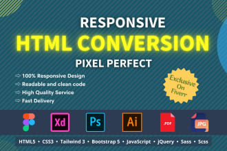 do figma to HTML, PSD to HTML, xd to HTML conversion