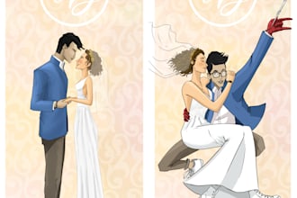 custom couple portrait  romantic  artistic illustration
