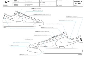 create tech pack for sneakers or shoes like nike, adidas