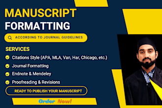 format your manuscript or scientific article as per journal publication standard