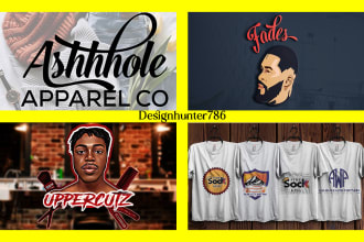 design apparel, clothing, barber, hairs and simple logo