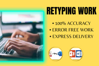 convert, retype, PDF, images to ms word, pro typist