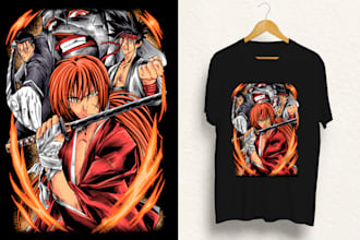create amazing anime , cartoon t shirt design for your brand
