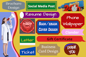 design brochure flyer ebook cover social media post resume