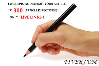 spin and submit your article to 300 directories, only live links
