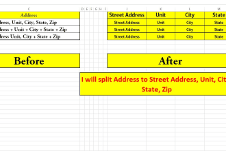 split name, address, data to excel CSV, google spreadsheets