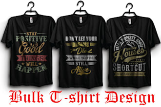 do custom bulk typography tshirt design creative tshirt