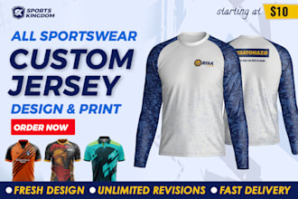 design a full print sublimation t shirt, jersey or uniform