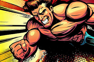 create super comic book illustration for you