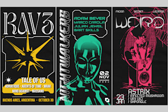 design a 90s groove rave poster flyer 4 ur techno event party