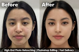do high end photo retouching and photo touch up in photoshop