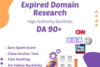 find premium expired domain research linking from da 90 site