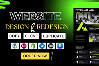 design, clone, copy, shopify, wix, webflow, elementor, wordpress website design